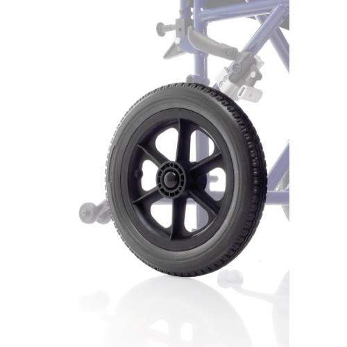 Coppia di ruote posteriori in poliuretano Ø 30 cm con sistema Quick Release per carrozzine manuali. Standard per CP115-xx e CP205-xx, optional per CP110-xx e CP200-xx.