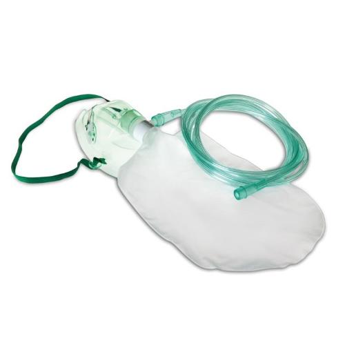 MASCHERA MORBIDA PER ADULTI AD ALTA CONCENTRAZIONE CON RISERVA DI OSSIGENO - Completa di sacchetto e tubo di collegamento antischiacciamento