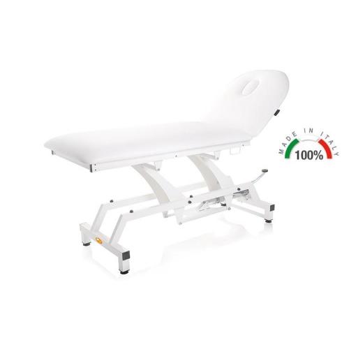 LETTINO IDRAULICO (Bianco - larghezza 68 cm) (2 sezioni) SCHIENALE REGOLABILE CON MOLLA A GAS - FORO FACCIALE - RIVESTIMENTO IN SIMILPELLE LAVABILE AUTOESTINGUENTE 1IM  - PER VISITA MEDICA E FISIOTERAPIA - Made in Italy
