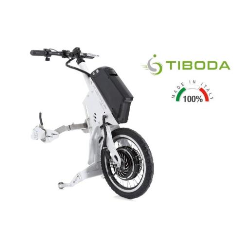 PROPULSORE ANTERIORE PER SEDIE A ROTELLE TIBODA - Colore Personalizzato - Potenza motore 300W - 36V 10,4Ah - Sistema automatico di ritorno delle sterzo - Cruise Control