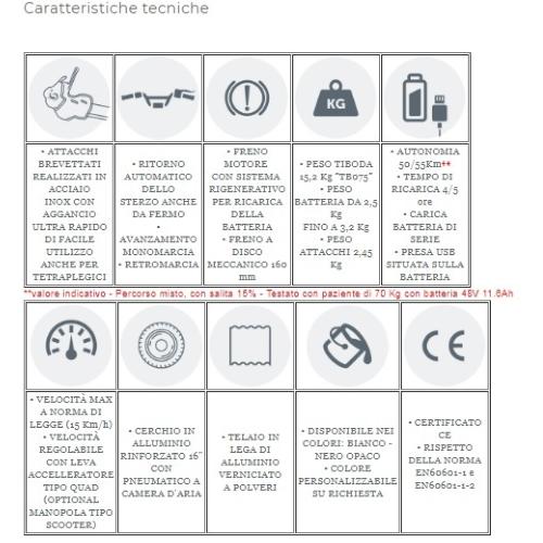PROPULSORE ANTERIORE PER SEDIE A ROTELLE TIBODA - Nero- Potenza motore 750W - 36V 13Ah - Sistema automatico di ritorno delle sterzo - Cruise Control