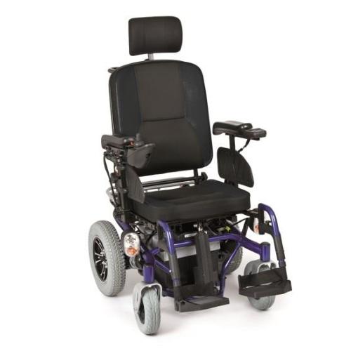 CARROZZINA ELETTRICA MULTIFUNZIONE MODELLO ARIES TILTING IN ACCIAIO VERNICIATO - CON KIT LUCI - SEDUTA 45 CM - PORTATA MAX 160 kg - SEDILE, TIPO AUTO CON POGGIATESTA, INCLINABILE E BRACCIOLI REGOLABILI IN ALTEZZA - PORTAPACCHI POSTERIORE 
