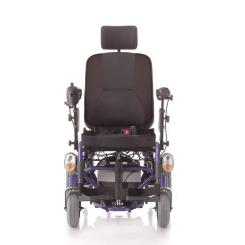 CARROZZINA ELETTRICA MULTIFUNZIONE MODELLO ARIES TILTING IN ACCIAIO VERNICIATO - CON KIT LUCI - SEDUTA 45 CM - PORTATA MAX 160 kg - SEDILE, TIPO AUTO CON POGGIATESTA, INCLINABILE E BRACCIOLI REGOLABILI IN ALTEZZA - PORTAPACCHI POSTERIORE 