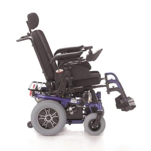 CARROZZINA ELETTRICA MULTIFUNZIONE MODELLO ARIES TILTING IN ACCIAIO VERNICIATO - CON KIT LUCI - SEDUTA 45 CM - PORTATA MAX 160 kg - SEDILE, TIPO AUTO CON POGGIATESTA, INCLINABILE E BRACCIOLI REGOLABILI IN ALTEZZA - PORTAPACCHI POSTERIORE 