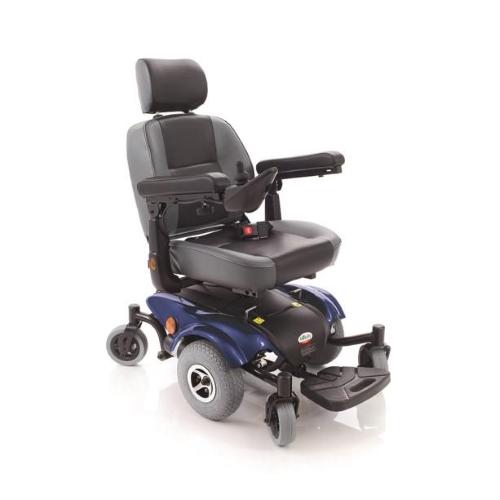 CARROZZINA ELETTRICA A SEI RUOTE MODELLO VIRGO IN ACCIAIO VERNICIATO CON SEDUTA GIREVOLE IN ENTRAMBI I SENSI - PORTATA MAX 136 kg - SEDILE E SCHIENALE IMBOTTITI 
