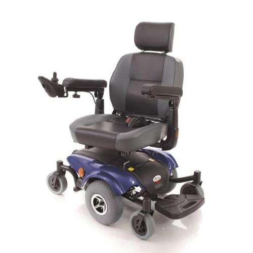CARROZZINA ELETTRICA A SEI RUOTE MODELLO VIRGO IN ACCIAIO VERNICIATO CON SEDUTA GIREVOLE IN ENTRAMBI I SENSI - PORTATA MAX 136 kg - SEDILE E SCHIENALE IMBOTTITI 