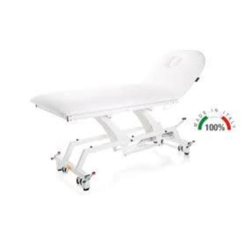 LETTINO IDRAULICO (Bianco - larghezza 90 cm) (2 sezioni) SCHIENALE REGOLABILE CON MOLLA A GAS - FORO FACCIALE - RIVESTIMENTO IN SIMILPELLE LAVABILE AUTOESTINGUENTE 1IM  - PER VISITA MEDICA E FISIOTERAPIA - Made in Italy