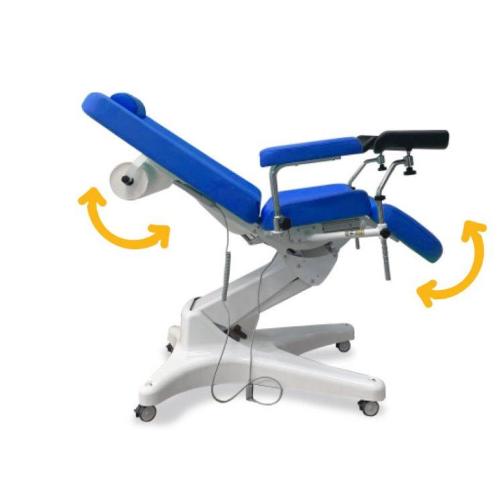 POLTRONA MULTIFUNZIONE PER PRELIEVI (BLU - LARGHEZZA 60 cm) Con ruote – 3 sezioni – 4 Motori - Trendelenburg fino a 15° - CON POGGIA TESTA - H seduta: 52 a 92 cm - IMBOTTITURA IN POLIURETANO ALTA 5 cm - RIVESTIMENTO IN SIMILPELLE LAVABILE AUTOESTINGUENTE