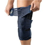 Stabilizzatore di Rotula e LCL-LCM - Taglia S (32-36 cm) - Colore blu: Due esclusivi cuscinetti a forma "C" per la stabilizzazione e il corretto posizionamento della rotula, tessuto 100% cotone sulla pelle, ambidestra, traspirante, ipoallergenico.