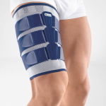 MyoTrain Bauerfeind Taglia 1 (circonf. superiore 44-48 cm, inferiore 32-35 cm) - Colore Titan: compressione regolabile per traumi muscolari della coscia, pelotta fase acuta e pelotta funzionale, modello universale.
