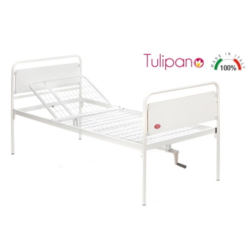 Letto degenza manuale 1 manovella 1 snodo - Tulipano, 1 snodi, portata max 135 kg.