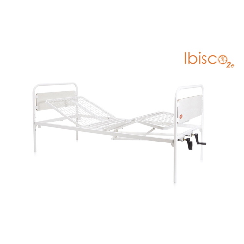 Letto degenza manuale regolabile in altezza, larghezza 90 cm, 2 manovelle 2 snodi, 2 snodi, portata max 135 kg.
