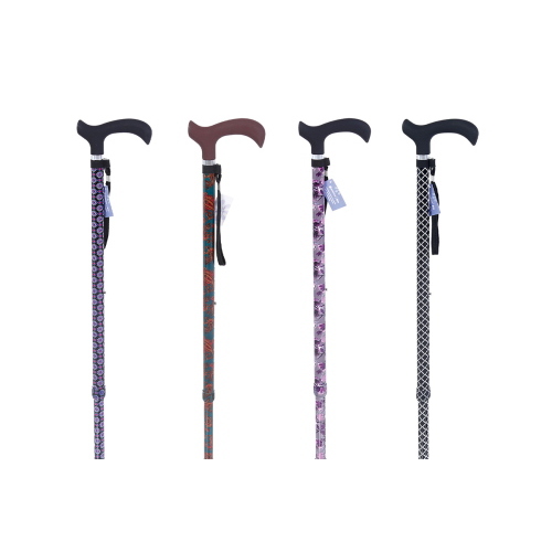 Bastone in alluminio fantasia Optical, manico Derby - Brio, portata max 100 kg.