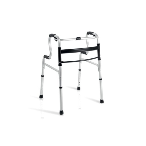 Deambulatore pieghevole doppio livello impugnatura, alluminio anodizzato. Portata max 130 kg.