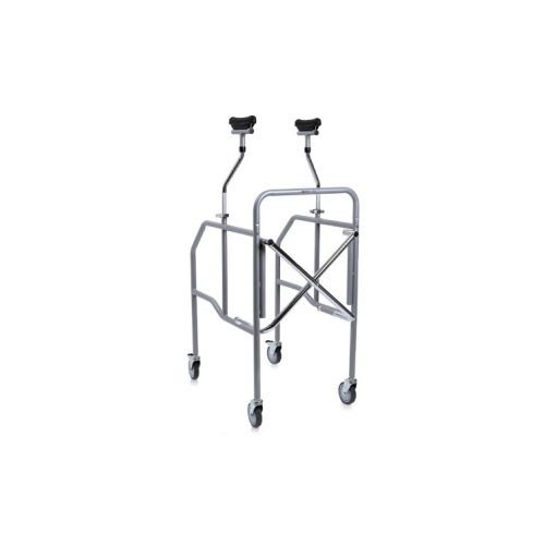 Deambulatore pieghevole con appoggio sottoascellare in acciaio verniciato - Clik. 4 ruote piroettanti Ø 10 cm (2 con freno). Portata max 130 kg.