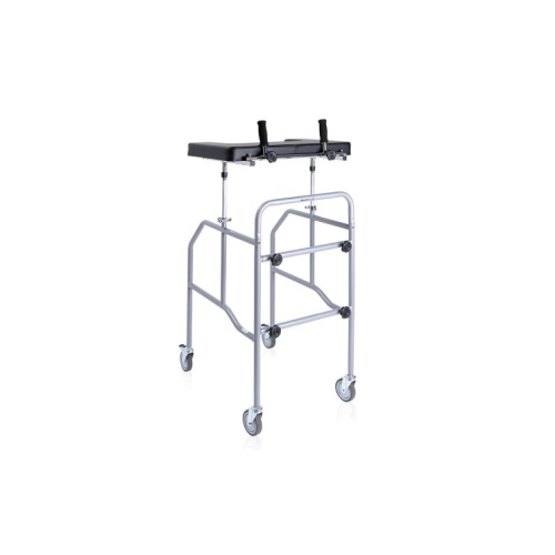 Deambulatore smontabile con appoggio antibrachiale a tavolo - Clik, in acciaio verniciato. 4 ruote piroettanti Ø 10 cm (2 con freno). Portata max 130 kg.
