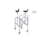 Deambulatore pieghevole con appoggio antibrachiale in acciaio verniciato - Serie Click. 4 ruote piroettanti Ø 10 cm (2 con freno). Portata max 130 kg.