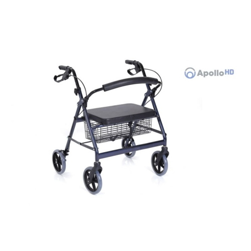 Rollator pieghevole in acciaio verniciato a 4 ruote - Apollo HD, seduta imbottita 46 cm, portata max 200 kg.