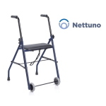 Rollator pieghevole Nettuno, 2 ruote frontali fisse e 2 puntali posteriori, seduta imbottita 41x20 cm. Portata max 136 kg.
