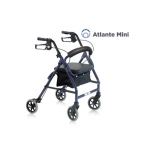 Rollator pieghevole 4 ruote Atlante Mini, in alluminio verniciato, seduta imbottita 31x31 cm, portata max 100 kg.