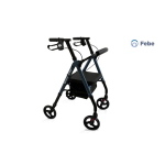 Rollator pieghevole FEBE doppia regolazione, schienale ribaltabile ed estraibile, seduta imbottita regolabile in altezza. Portata max 136 kg.