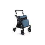 Rollator da shopping Komby colore blu, uso esterno, ruote anteriori Ø20 cm piroettanti, borsa termica anteriore e portaoggetti posteriore. Portata max 136 kg.
