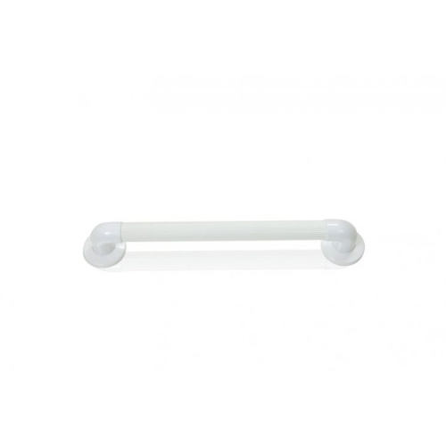 Impugnatura di sicurezza per bagno in PVC, lunghezza 45 cm, Ø 3,6 cm, superficie rigata antiscivolo. Montaggio a parete orizzontale o verticale.