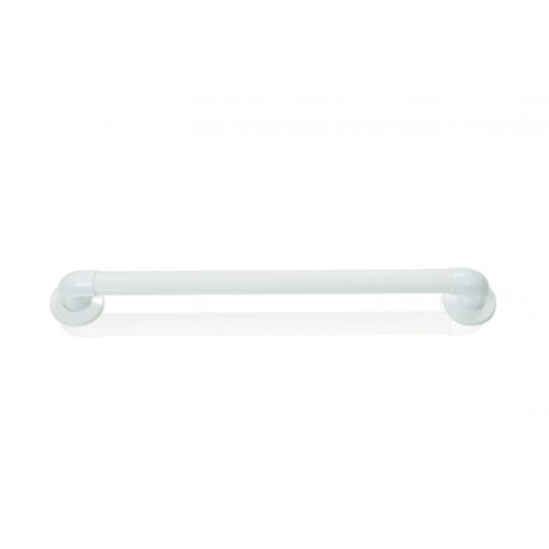 Impugnatura di sicurezza per bagno in PVC, lunghezza 60 cm, Ø 3,6 cm, superficie rigata antiscivolo. Montaggio a parete orizzontale o verticale.