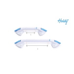 Maniglia di sicurezza a ventosa lineare per bagno in ABS, lunghezza 36 cm, portata max 55 kg. Montaggio senza fori, removibile.