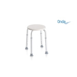 Sedile per doccia regolabile in altezza Serie Onda, struttura in alluminio anodizzato, montaggio senza attrezzi. Portata max 110 kg.