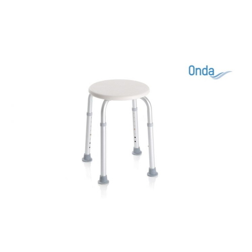 Sedile per doccia regolabile in altezza Serie Onda, struttura in alluminio anodizzato, montaggio senza attrezzi. Portata max 110 kg.