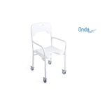 Sedia da doccia con seduta ad U su ruote, pieghevole e regolabile in altezza, Serie Onda. Portata max 120 kg.