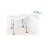 Sedile per doccia in alluminio anodizzato, seduta ergonomica in HDPE senza schienale, Serie Onda. Portata max 136 kg.