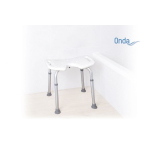 Sedile per doccia in alluminio anodizzato, seduta ad U in HDPE senza schienale, Serie Onda. Portata max 136 kg.