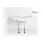Sedile per doccia da parete con piedi di appoggio al pavimento, Serie Onda, pieghevole, struttura in alluminio. Portata max 100 kg.