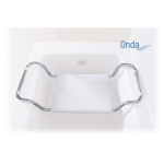 Sedile per vasca da bagno in acciaio cromato, seduta in polipropilene, senza schienale, Serie Onda, regolabile in larghezza. Portata max 100 kg.