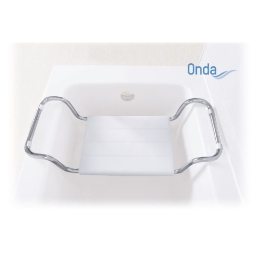 Sedile per vasca da bagno in acciaio cromato, seduta in polipropilene, senza schienale, Serie Onda, regolabile in larghezza. Portata max 100 kg.