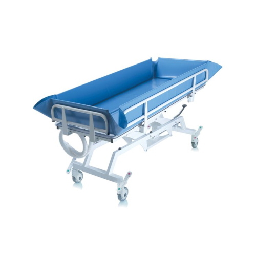 Barella doccia pediatrica NEFTI, elevazione idraulica 65-91 cm, piano inclinabile 0-5 gradi. Portata max 180 kg. 100% Made in Italy.