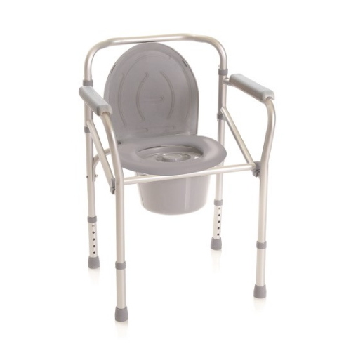 Rialzo stabilizzante per WC 4 funzioni in 1, alluminio anodizzato, pieghevole, Serie Onda. Portata max 130 kg.