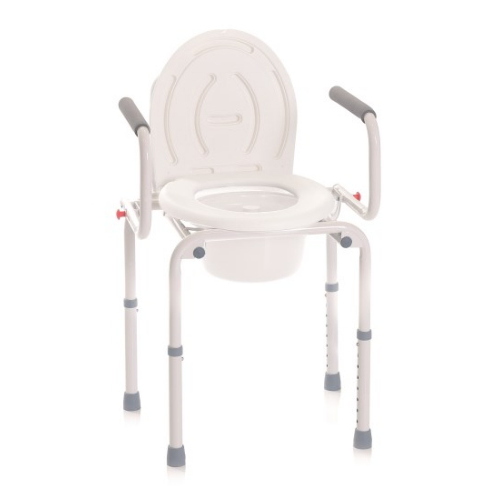 Rialzo stabilizzante per WC 4 funzioni in 1, alluminio verniciato, fisso con braccioli ribaltabili, Serie Onda. Portata max 130 kg.