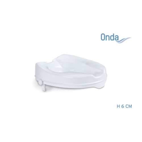 Rialzo per WC con blocco laterale, senza coperchio, altezza 6 cm, Serie Onda. Portata max 136 kg.