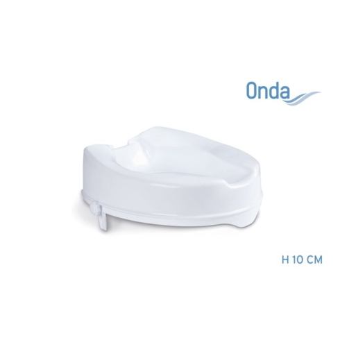 Rialzo per WC con blocco laterale, senza coperchio, altezza 10 cm, Serie Onda. Portata max 136 kg.