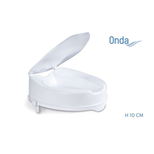 Rialzo per WC con blocco laterale, con coperchio, altezza 10 cm, Serie Onda. Portata max 136 kg.