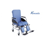 Sedia comoda servoassistita Komoda in acciaio verniciato, schienale reclinabile, ruote Ø12,5 cm, seduta 43 cm. Portata max 135 kg.