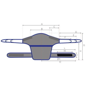 Imbracatura per verticalizzatore Modello Dorsale, indicato per utilizzo con sollevatori e verticalizzatori compatibili, per il trasferimento assistito di persone con ridotta autonomia motoria.