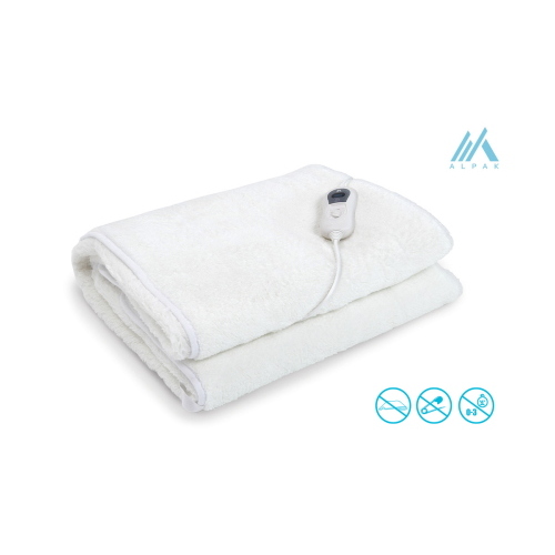 Termoforo elettrico scaldaletto singolo, misura 150x80 cm, 3 temperature: superficie extra morbida, tessuto lavabile fino a 30°C, cavo removibile, spegnimento automatico dopo circa 180 minuti, potenza 60W.