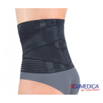 Tutore Lombare Ortho Nero Zero Impact Eumedica - Taglia S (75-85cm): tessuto elasticizzato traspirante con fasce di compressione regolabile. Indicato per lombalgia e prevenzione da stress lavorativo lombare.