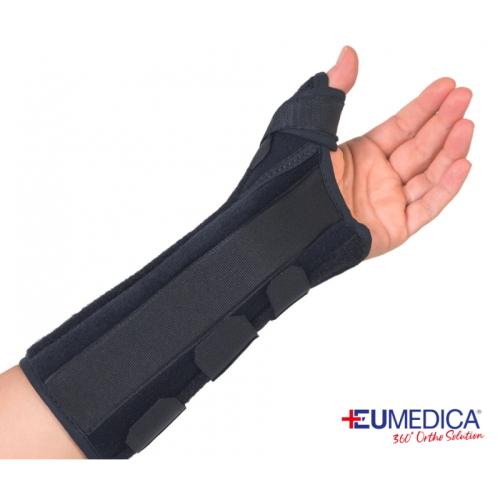 Tutore Polso Ultra Fit Plus Eumedica - Sinistra - Taglia L: sostegno combinato polso e pollice, stecche modellabili. Indicato per strappi/distorsioni polso-pollice, tendinite De Quervain, rizartrosi.