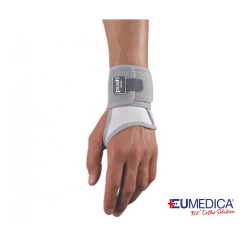 Tutore Polso PUSH Care Eumedica - Destra - Misura 2: compressione regolabile del polso, tessuto Sympress traspirante. Indicato per distorsioni/instabilità lievi del polso, tendiniti lievi.