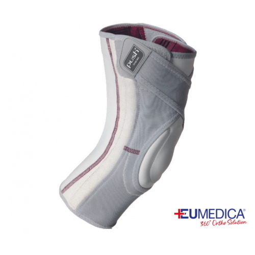 Ginocchiera Push Care Eumedica - Misura 1: supporto a ferro di cavallo per la cartilagine femoro-rotulea. Indicata per distorsioni, meniscopatie, sindrome femororotulea, artrosi.